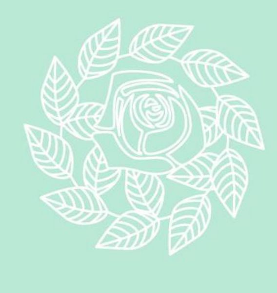 Digital White Work Rose & Leaf Swirl <b>Green 4 Sizes - 4 x A4 Sheets Downlo