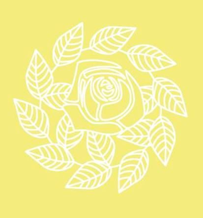 Digital White Work Rose & Leaf Swirl <b>Yellow 4 Sizes - 4 x A4 Sheets Downlo