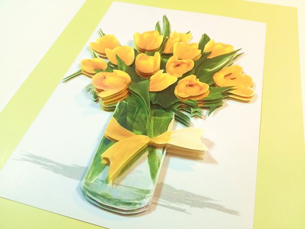 Yellow Tulips in Vase 3D Picture Project 10 Pages to Download