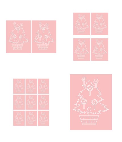 Digital White Work Christmas Tree <b>Pink 4 Sizes - 4 x A4 Sheets Download