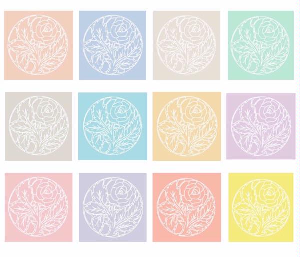 <b>SPECIAL Digital White Work Circular Rose <b>All 12 Sets 4 Sizes-48 x A4