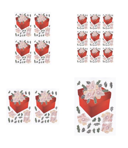 Christmas Rose and Holly Decoupage Present - Set 1 - 4 x A4 Pages Download