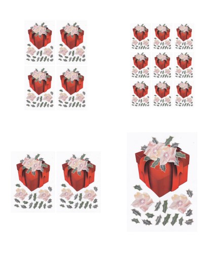 Christmas Rose and Holly Decoupage Present - Set 2 - 4 x A4 Pages Download