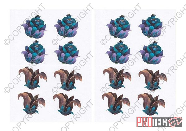 Amber Folk Art Collection Medium Flower Set - 3 x A4 Pages To Download