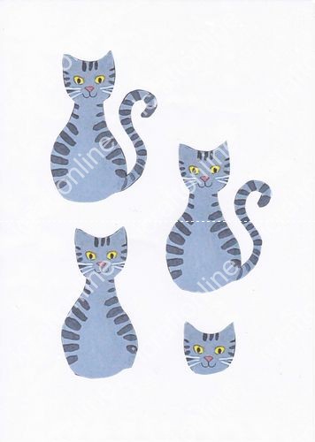 Cheeky Cat Decoupage Blue - 8 x A4 Pages to DOWNLOAD