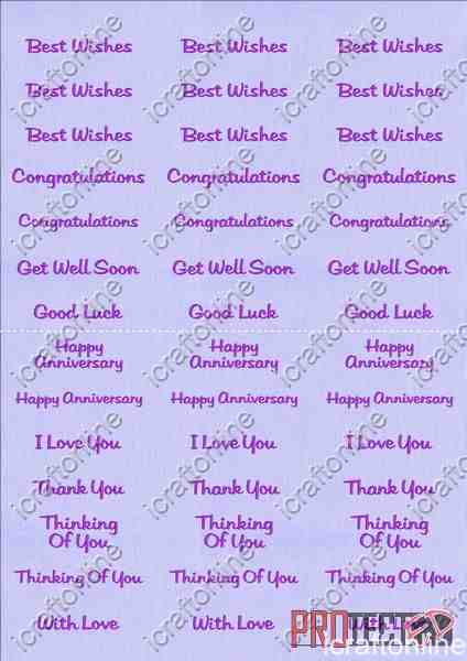 A4 Assorted Collection 2 - Deep Purple Text on a Lt Purple Background - 42 Greetings