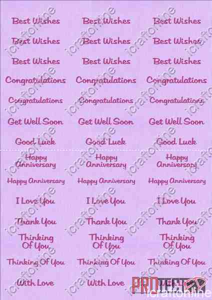 A4 Assorted Collection 2 - Pink Text on a Purple Background - 42 Greetings