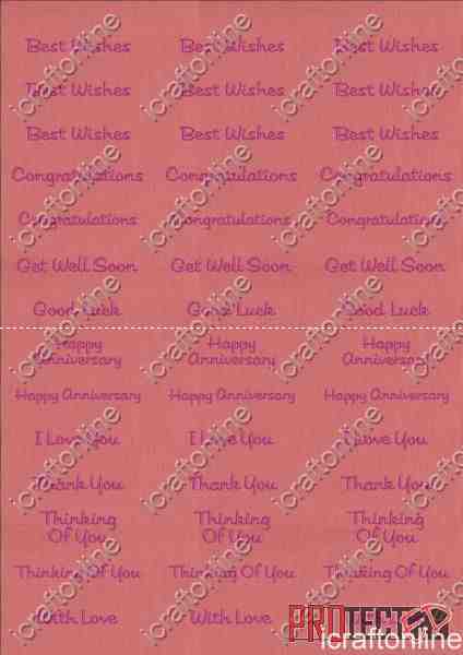 A4 Assorted Collection 2 - Pink Text on a Red Background - 42 Greetings