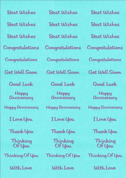 A4 Assorted Collection 2 - Purple Text on a Turquoise Background - 42 Greetings