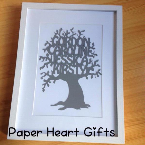 Unique Paper Cut Framed Family Tree