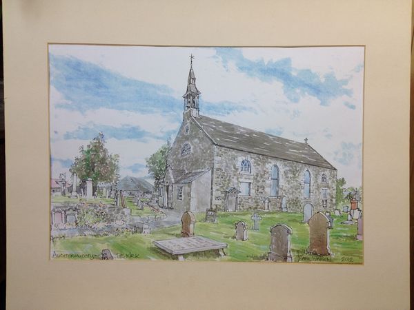 Frank Watson - Auchtermuchty Village Kirk Hand Finished A4 Print