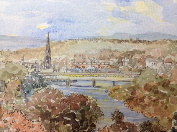 Frank Watson - Perth in Autumn from Friarton - A3 Hand Finished Print