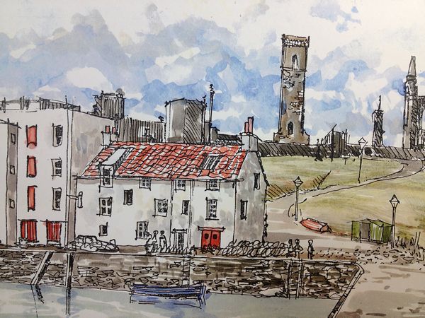 Frank Watson - St Andrews Harbour - A3 Hand Finished Print