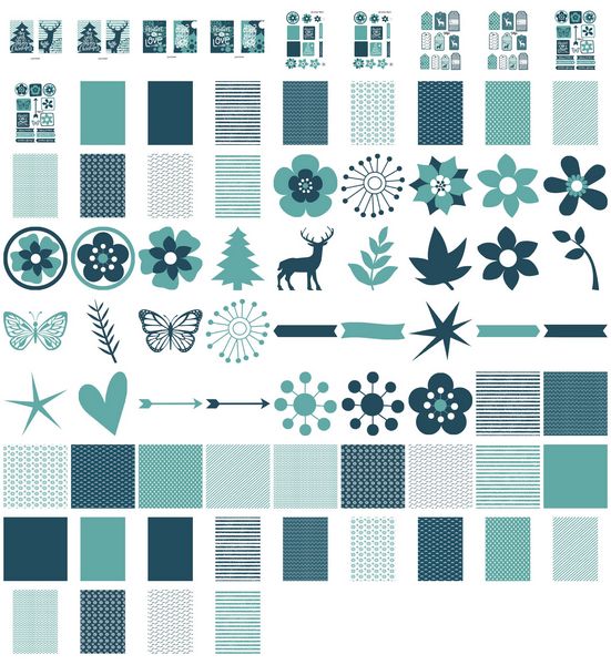 Set 02 Stunning Christmas Creations - <b>Christmas Blue Reindeer and Trees</b> - 76 Pages to Download
