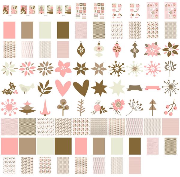 Set 05 Stunning Christmas Creations - <b>Pink Christmas - Poinsettia, Baubles and Trees</b> - 88 Pages to Download