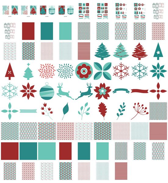 Set 08 Stunning Christmas Creations - <b>Christmas Burgundy Blue Baubles and Trees</b> - 79 Pages to Download